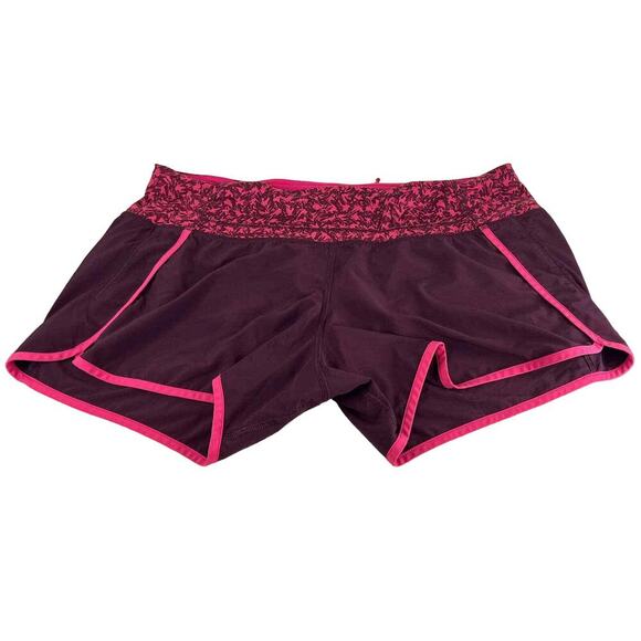 Lululemon Women's Burgundy w/Pink Detail Running Shorts Size 8 - Picture 1 of 6